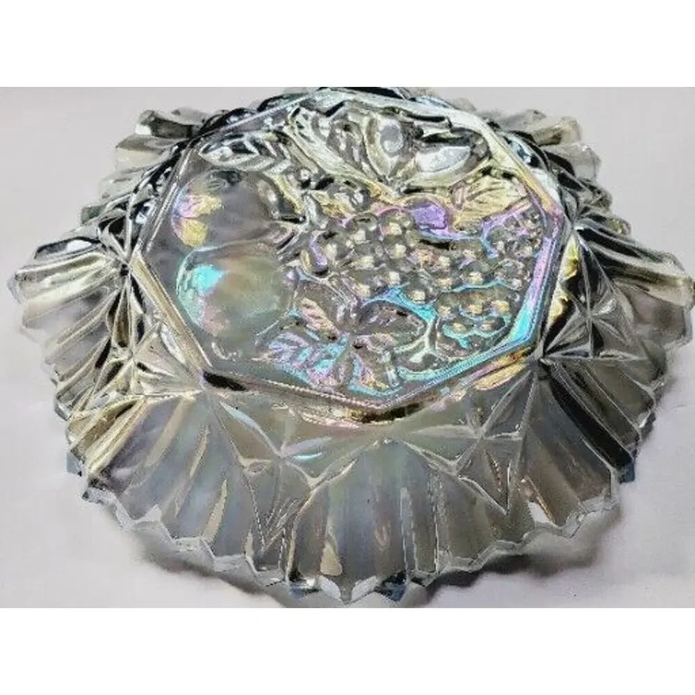 Vintage Carnival Glass Bowl Federal Pioneer Iridescent 10”